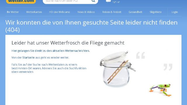 wetter.com ist der Wetterfrosch entwischt.